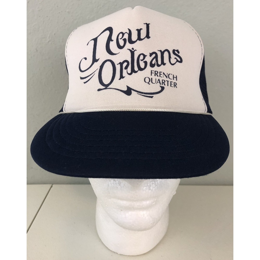 Texas Tops Vintage New Orleans French Quarter Snapback Trucker Hat Navy White